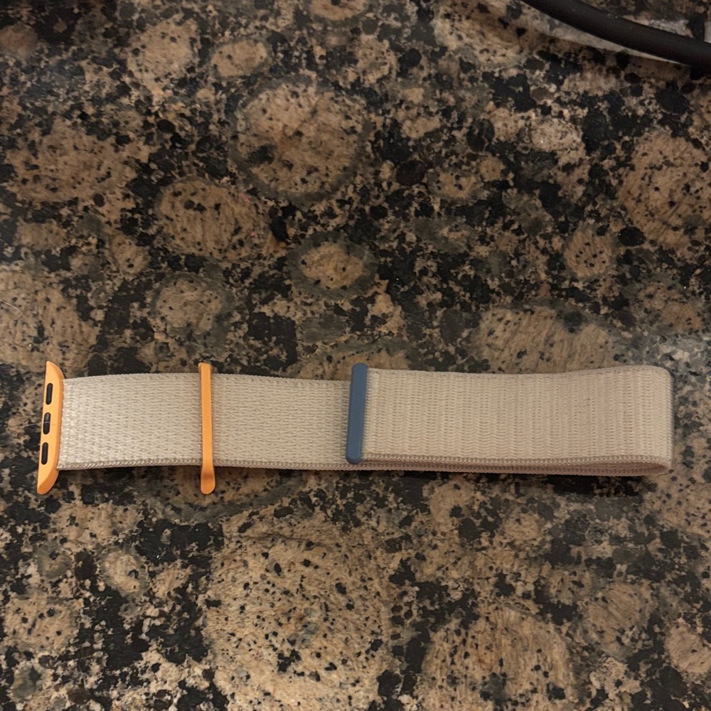 Apple Beige Elastic Watch Band with Orange and Blue Accents